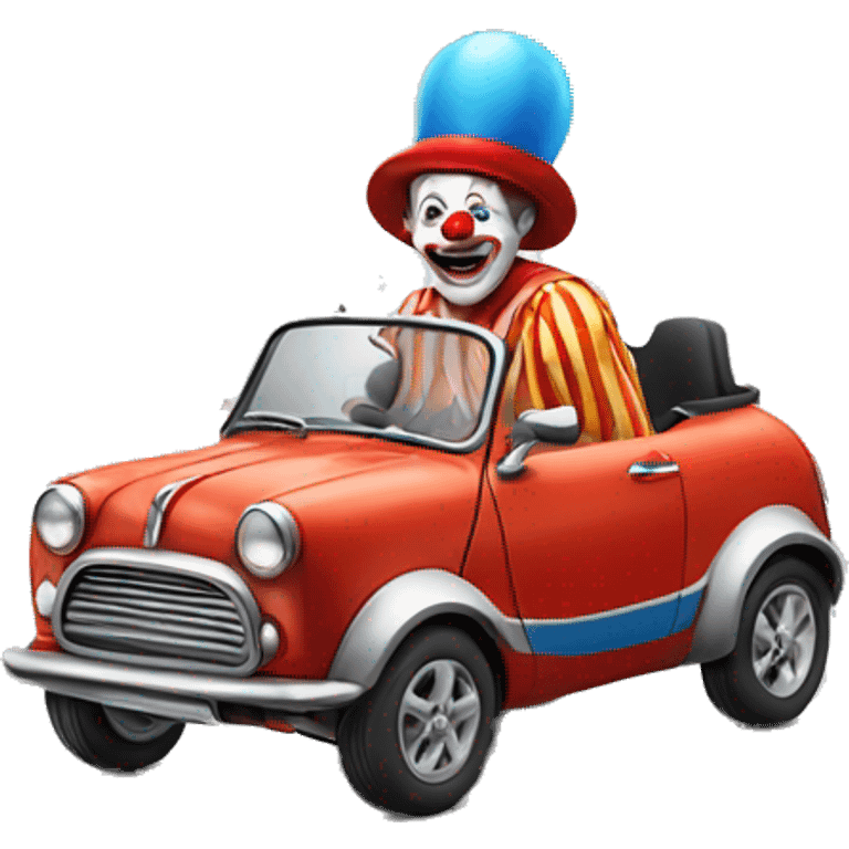 Clown in a mini car emoji