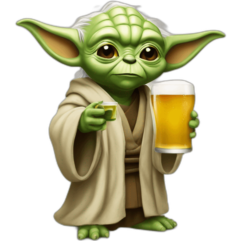 Yoda buvant une bière emoji