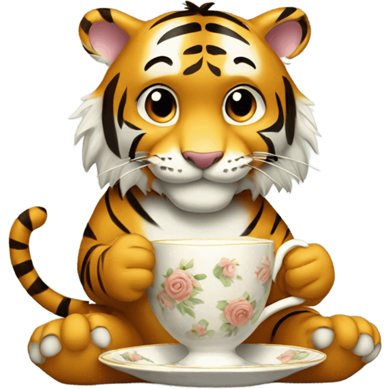 Tiger drinking tea emoji