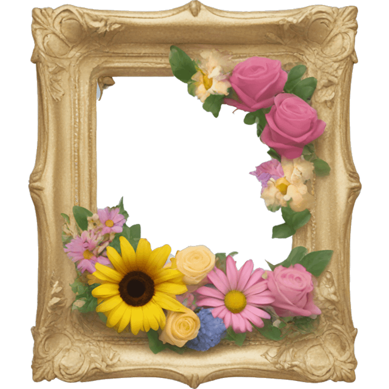 photo frame inside put flowers  emoji