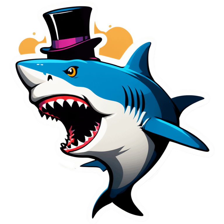 Shark with a top hat emoji