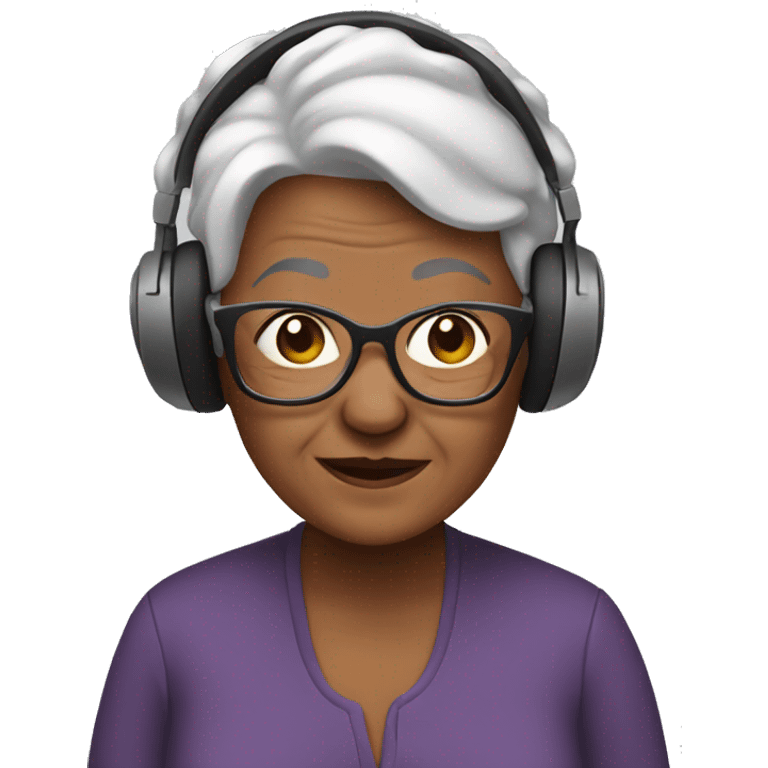 grandma with headphones emoji