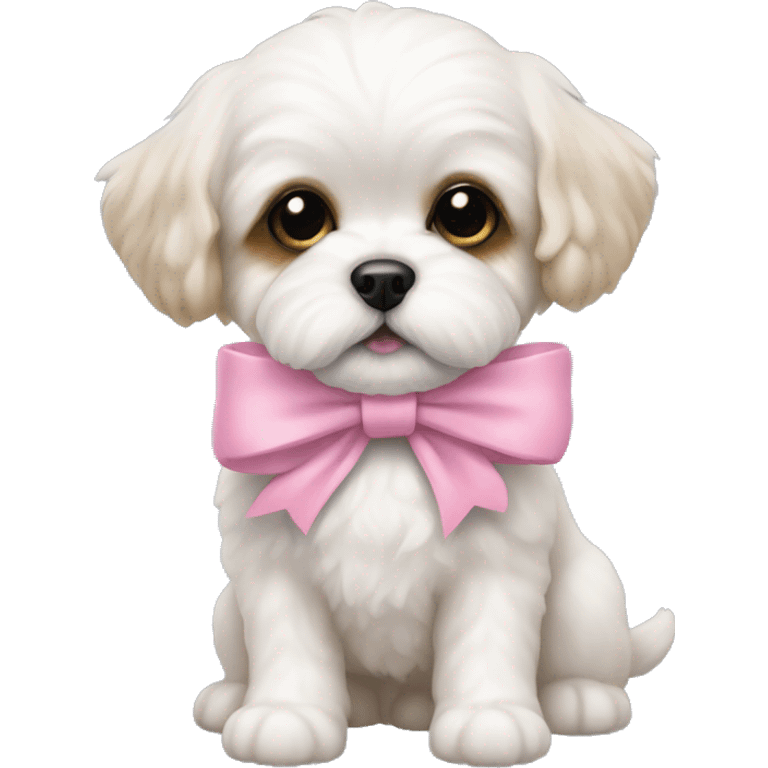 Shichon puppy pink bow  emoji