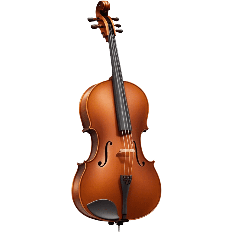 Cinematic Realistic Cello, deep brown polished wood, elegant f-holes curving gracefully, warm golden lighting creating depth, bow gently resting on the strings, glowing with the rich resonance of classical artistry. emoji