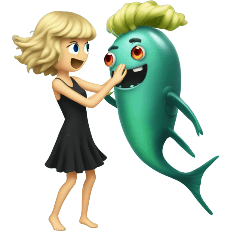 Taylor swift slow dancing with plankton emoji