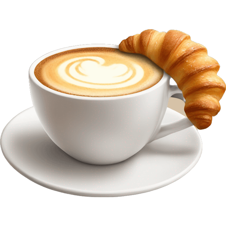 Cup of cappuccino with croissant emoji