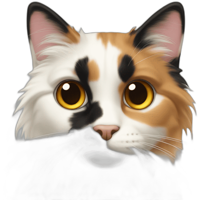 calico cat long haired black nose emoji