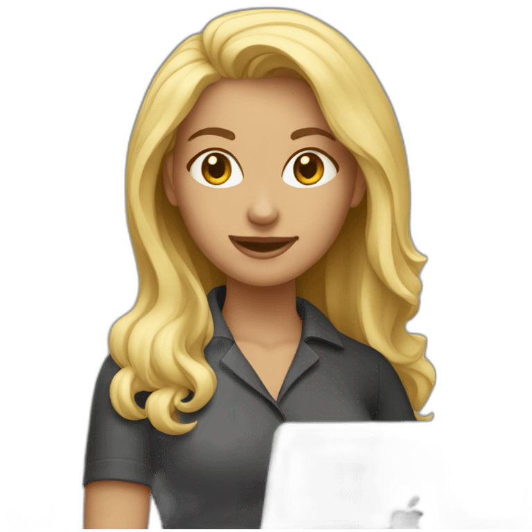 blonde female software engineer using Macbook emoji