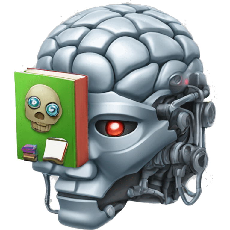 robot brain with a library inside the robot brain emoji