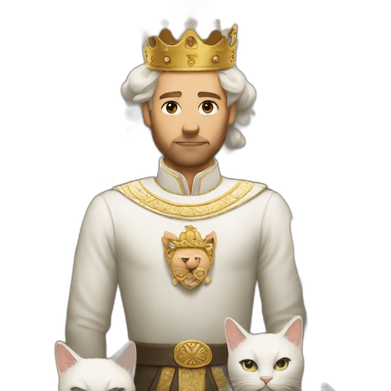 White king with a lot of cats emoji