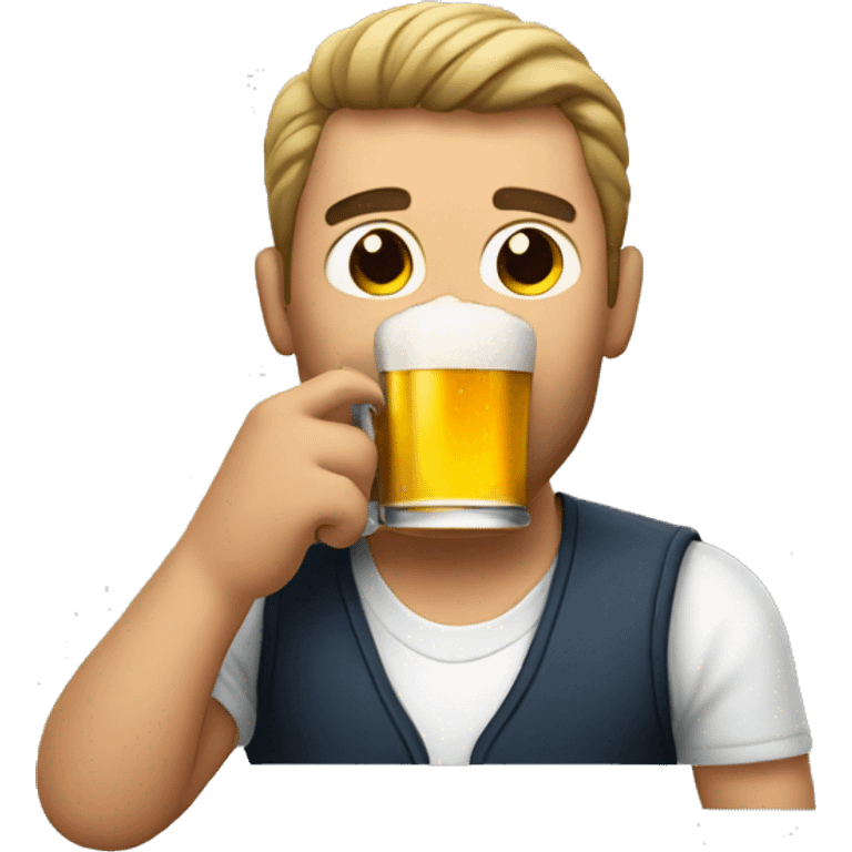 Man drinking a beer with a cigarette emoji