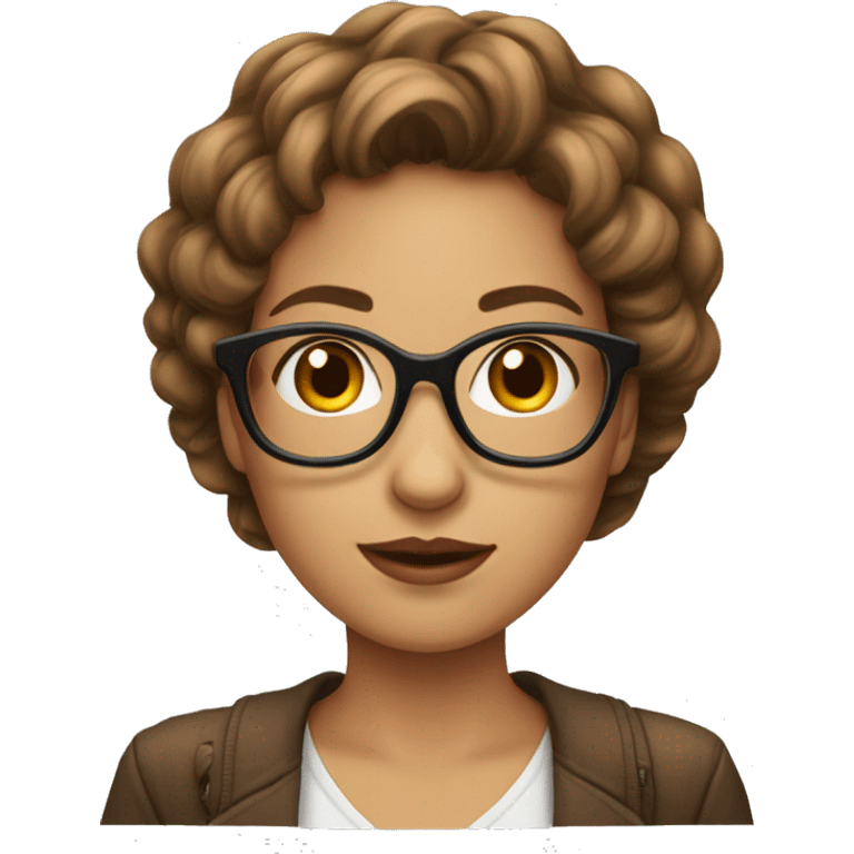 Femme jeune cheveux marron lunette emoji