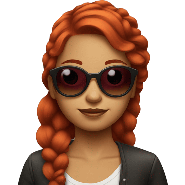 Girl with wine red  hair with sun glasses emoji