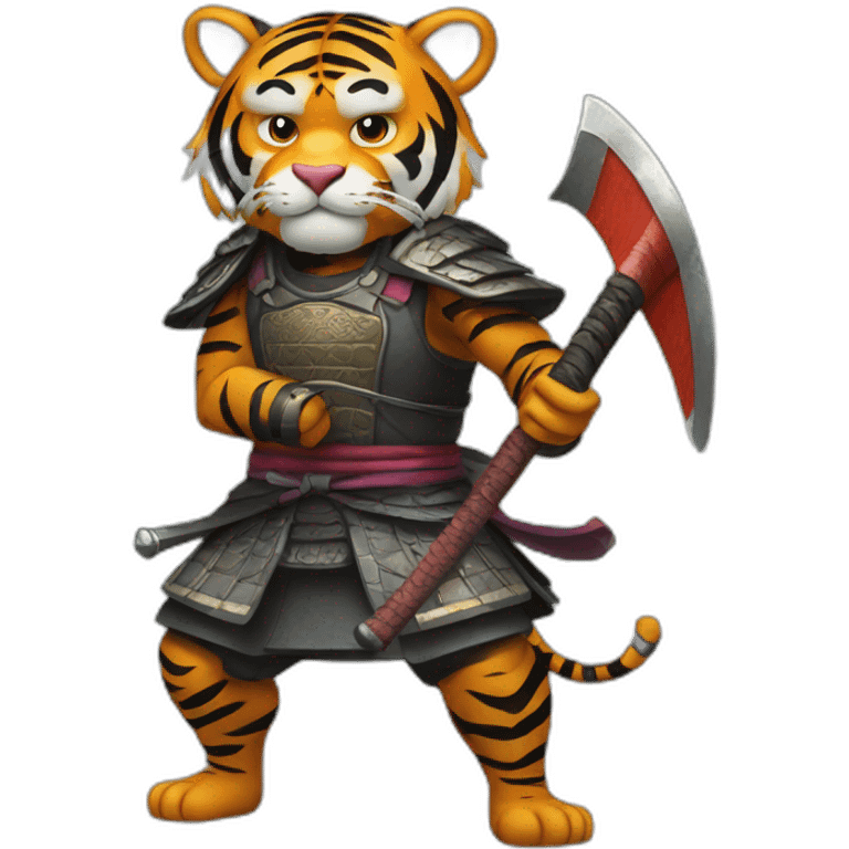 Tiger samurai holding axe emoji