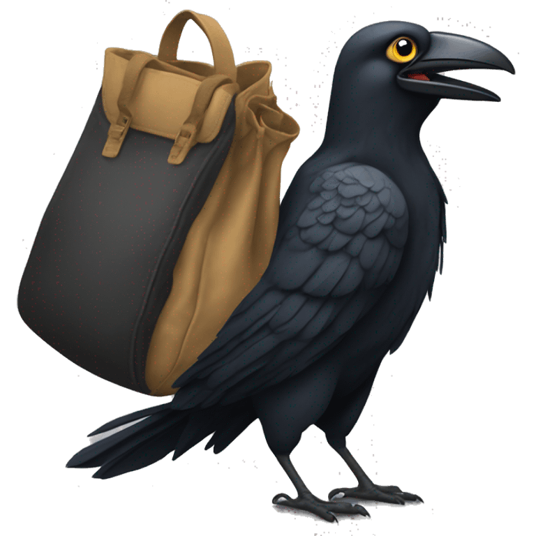 Un corbeau avec une sacoche et des chaussures  emoji