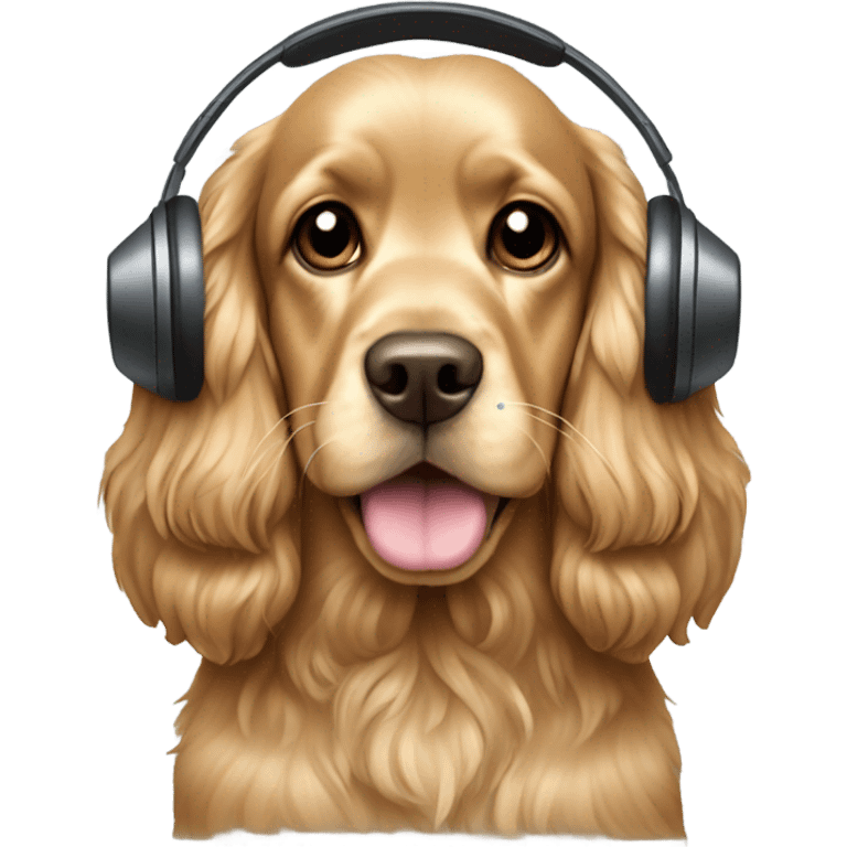 golden cocker spaniel with headphones emoji