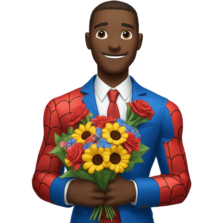 spider-man holding flowers  emoji