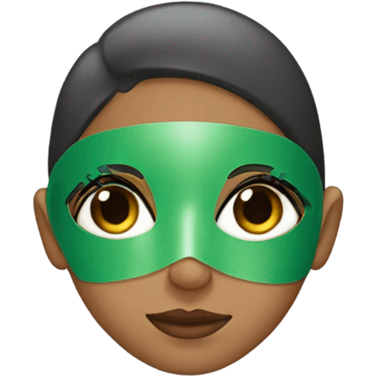 Girl with long lashes, green facemask emoji