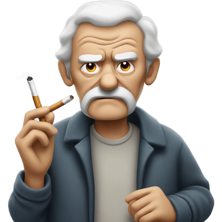 Grumpy old man with cigarette  emoji