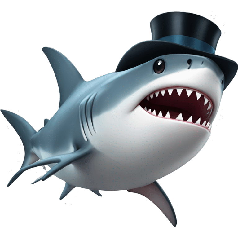 Shark with a top hat emoji