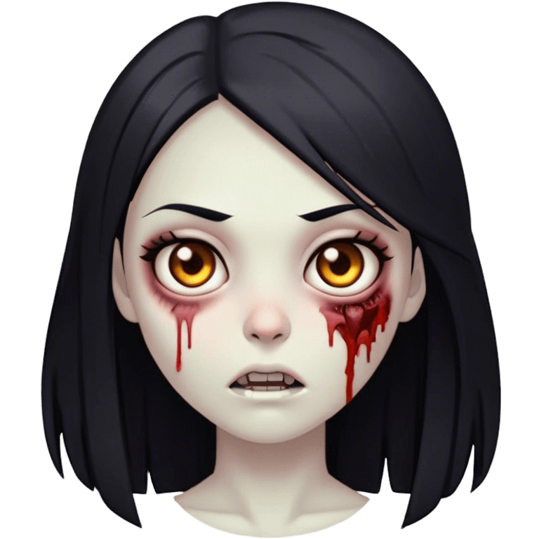 zombie girl with black hair and medium straight hair with brown eyes emoji