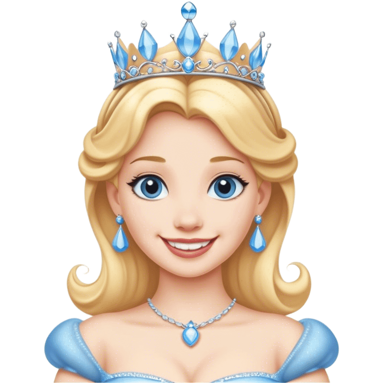 Princess Cinderella smiling with a tiara emoji