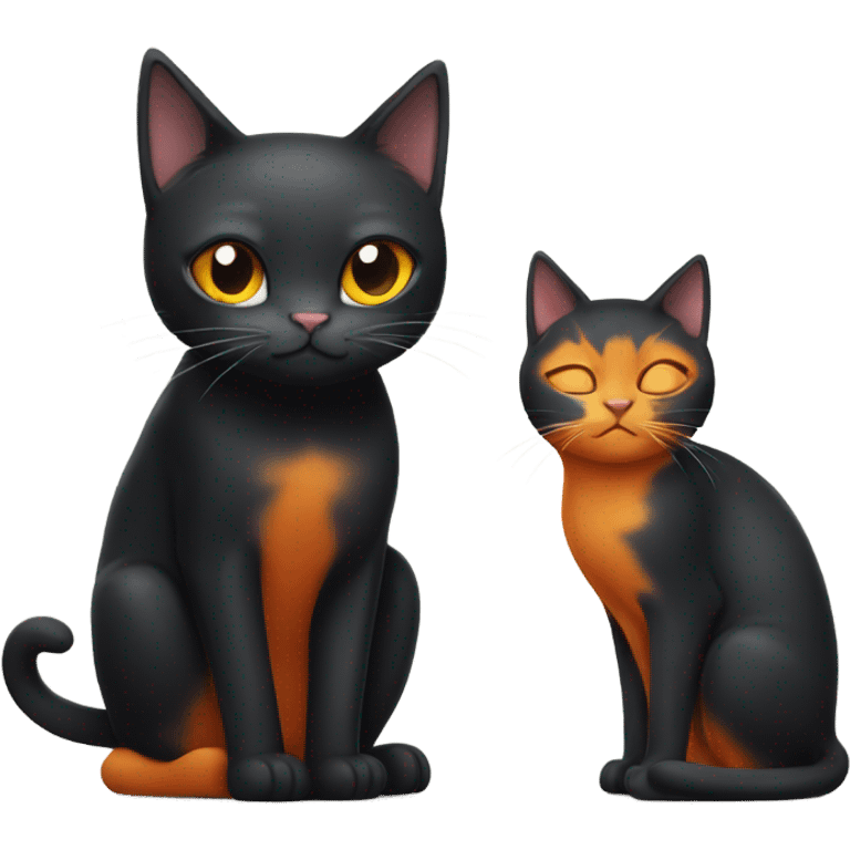 black cat and orange cat with their eyes closed emoji