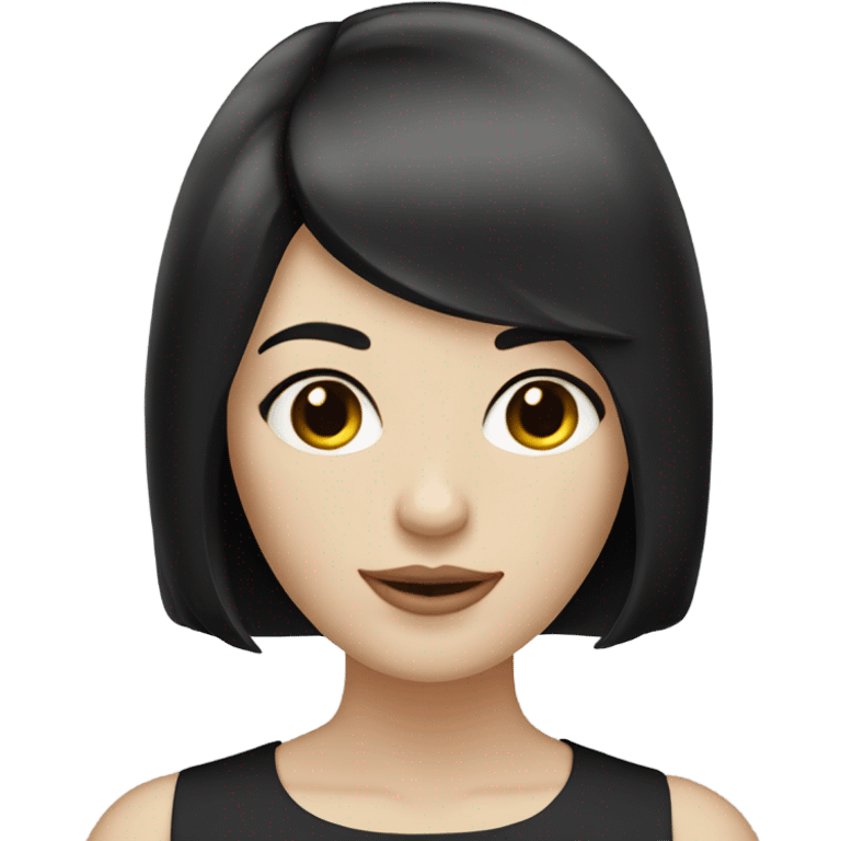 two pale skin women with black hair andlong bob haircut emoji