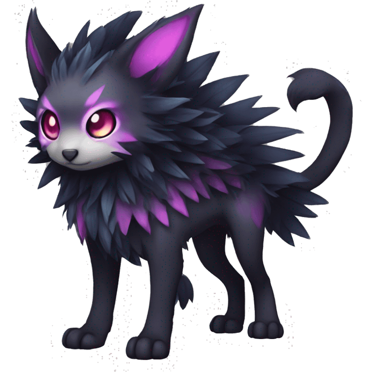 Kawaii edgy fantasy dark-themed animal hybrid Fakemon full body emoji