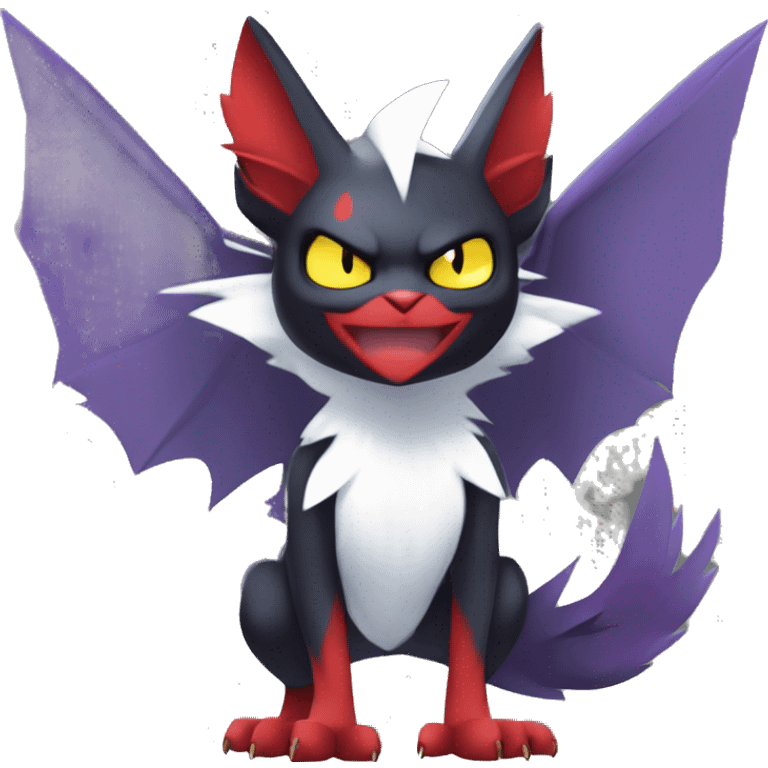 Edgy Cute Cool Kawaii Litten-Noivern-Zoroark-Noibat-Absol-Pokémon Full Body emoji