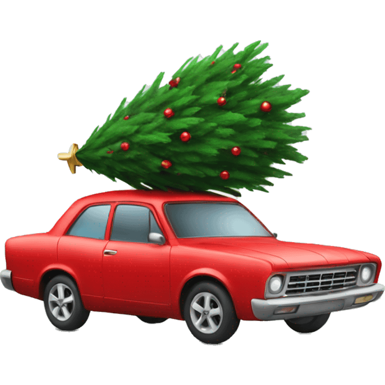 Red car with christmas tree on top emoji