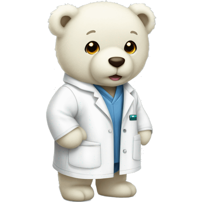 white Teddy bear in labcoatvoting emoji