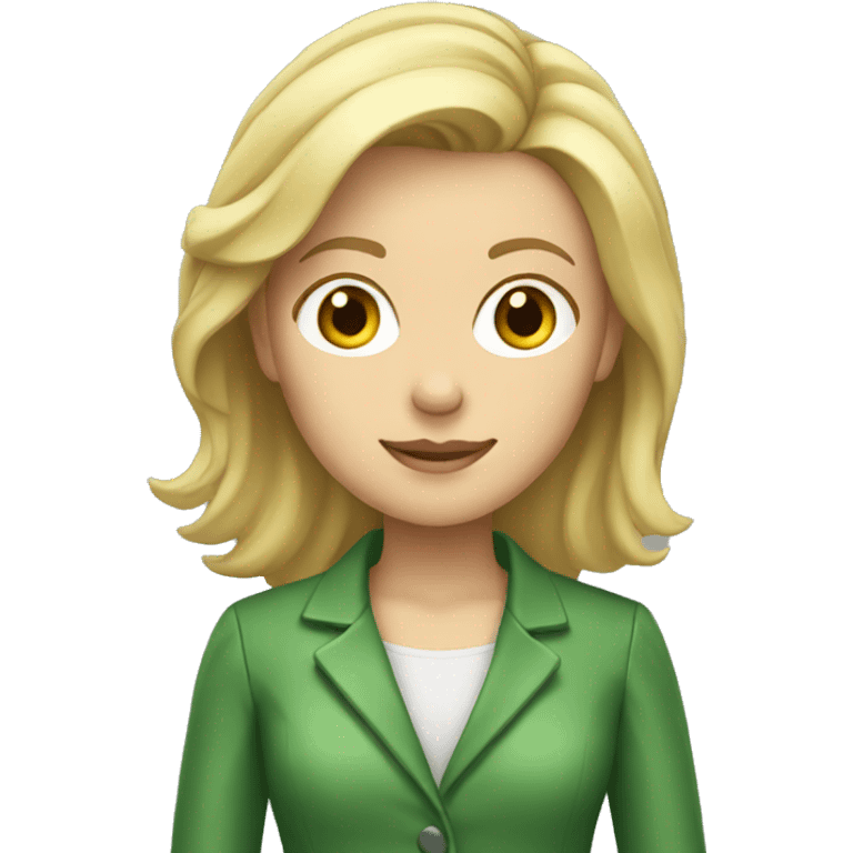 women with blond hair and green jacket no glass teacher emoji