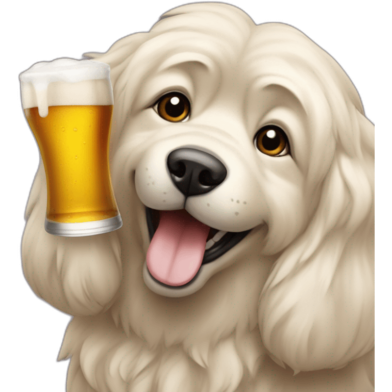 Chien qui boit une bière emoji