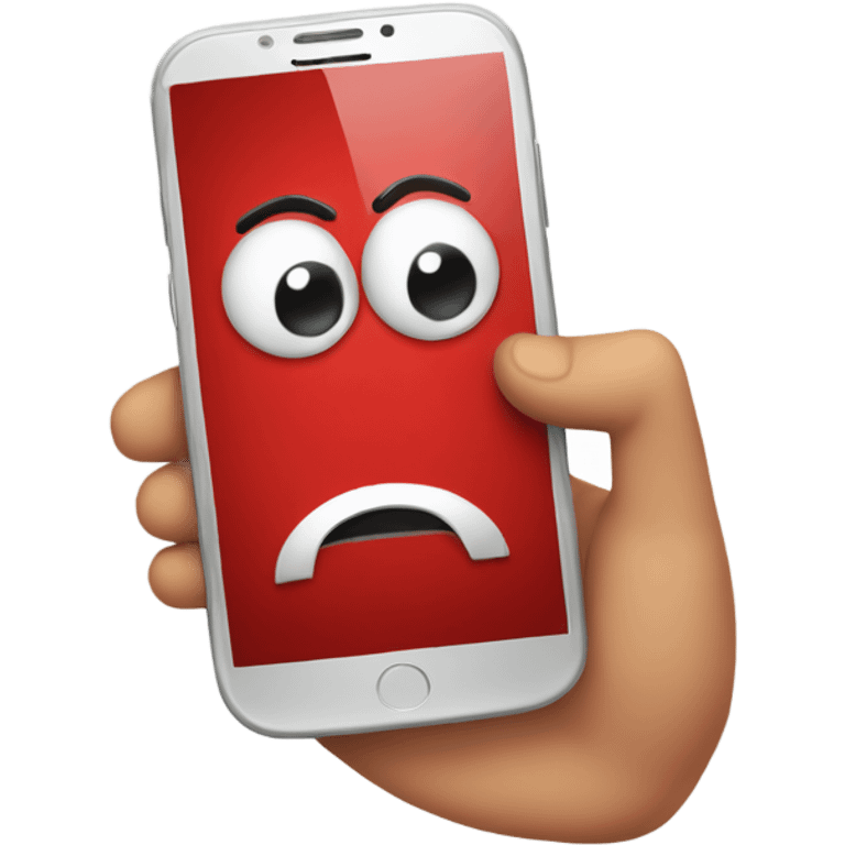 Red smartphone unhappy  emoji