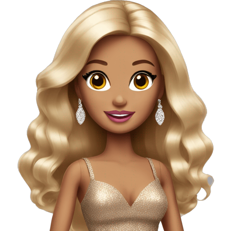 glamorous barbie with brown hai emoji