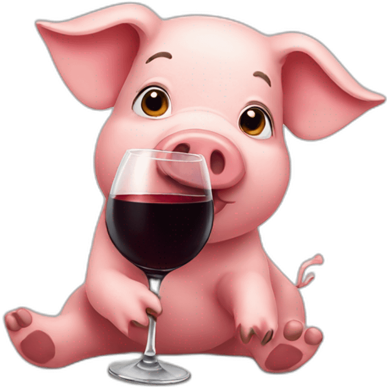 Pig drinks red wine emoji