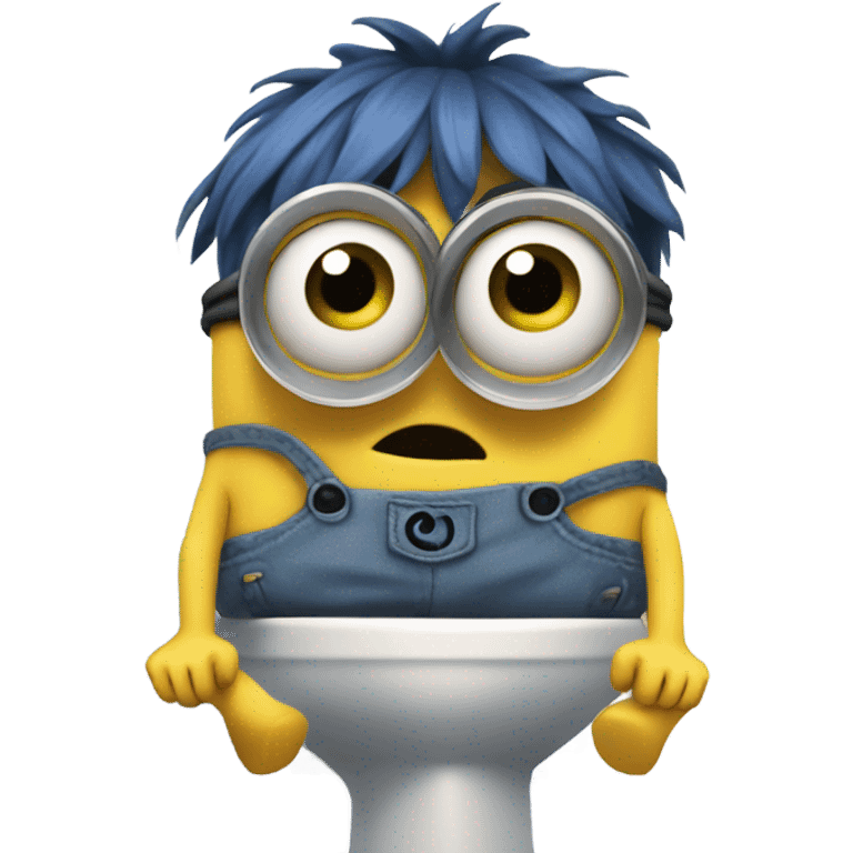 Scared minion on toilet emoji