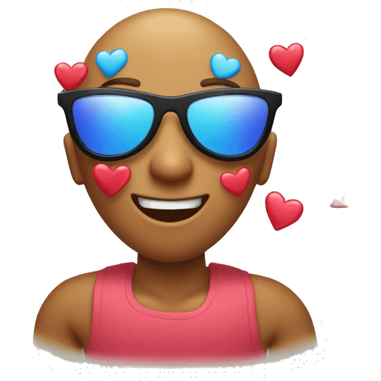 emoji with sunglasses and hearts popping out emoji