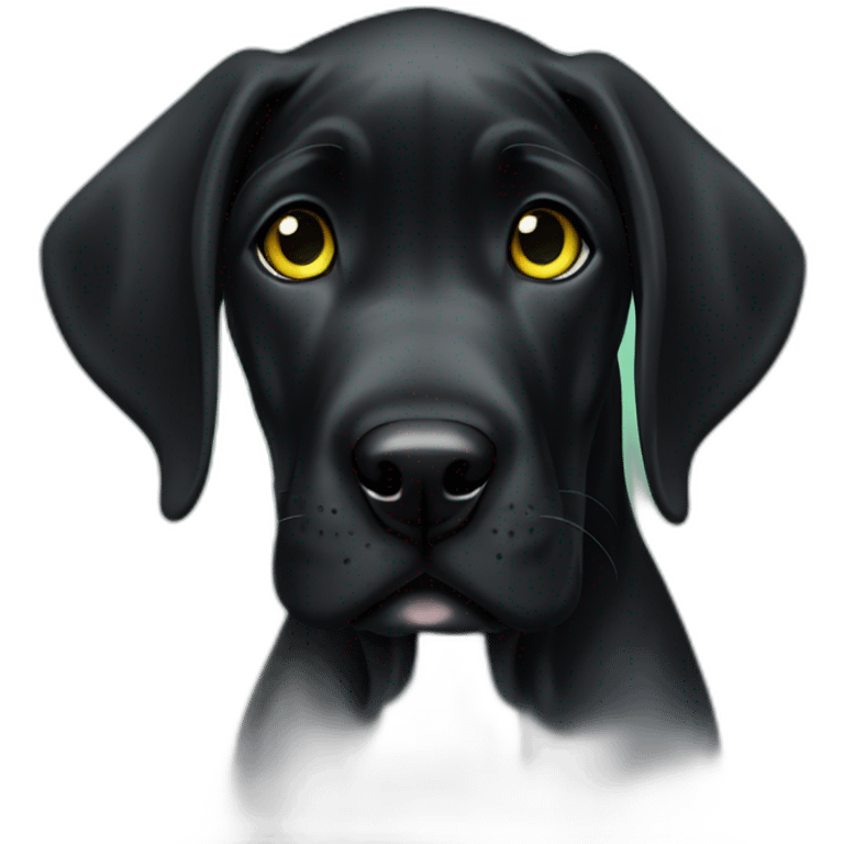 Black great dane puppy with green/ yellow eyes  emoji