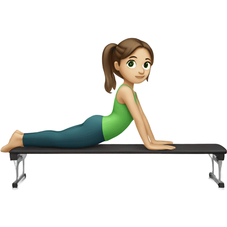 girl with brown hair green eyes doing pilates emoji