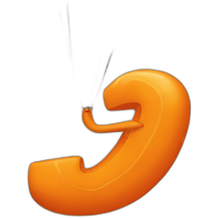 a large orange letter Q to which the parachute is attached emoji