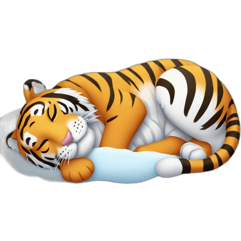 tiger sleeping in the snow emoji