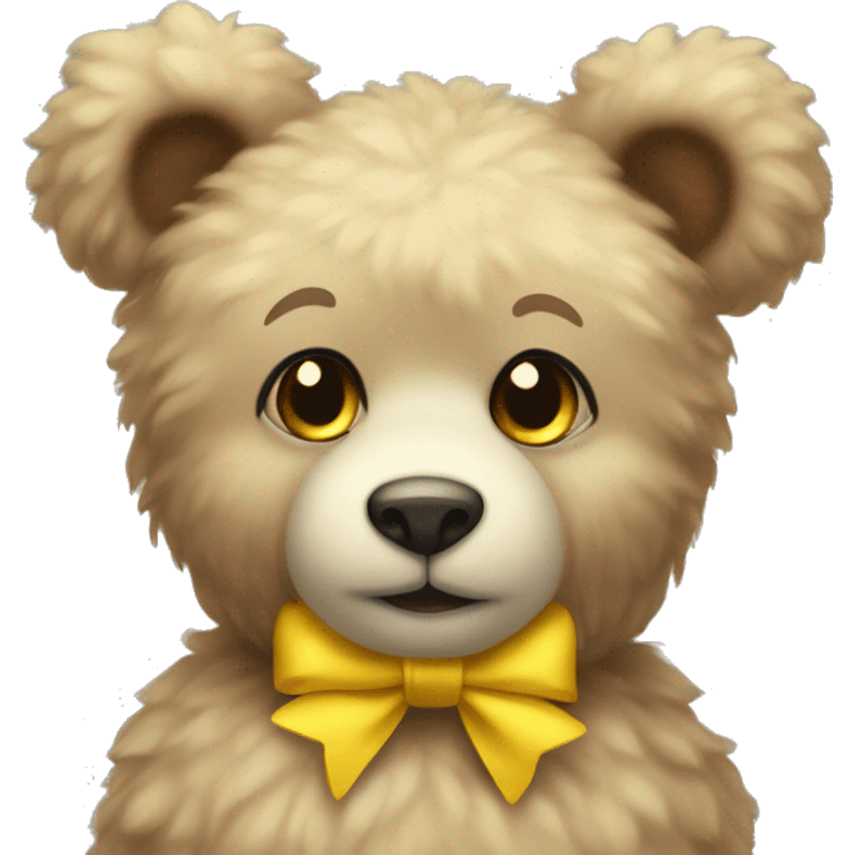  fluffy Teddy with a small yellow bow around his neck emoji