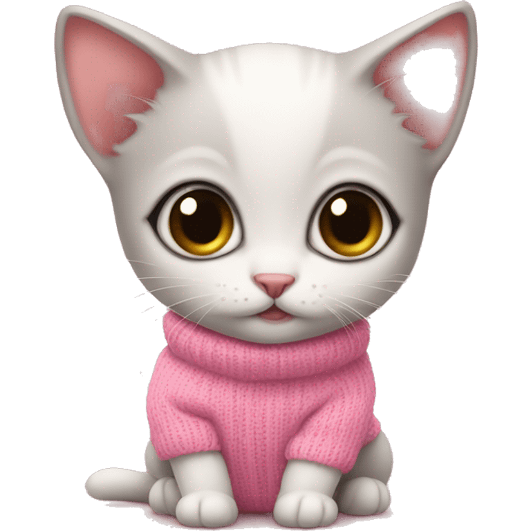 Cute Little Baby kitten with big eyes wearing a pink Cozy Sweater emoji