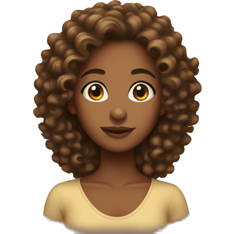 A brown-skinned girl with curly hair emoji