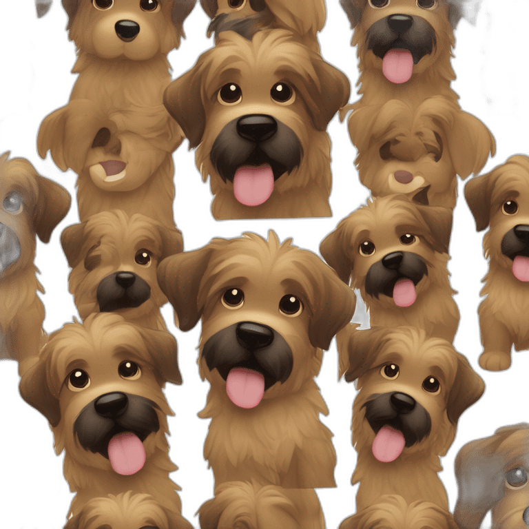 bouvier fawn brown and black big puppy face very long hair smiling dark short ears emoji