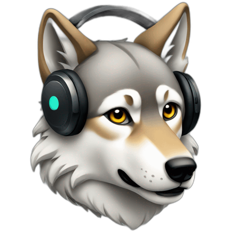 Wolf with earphones  emoji