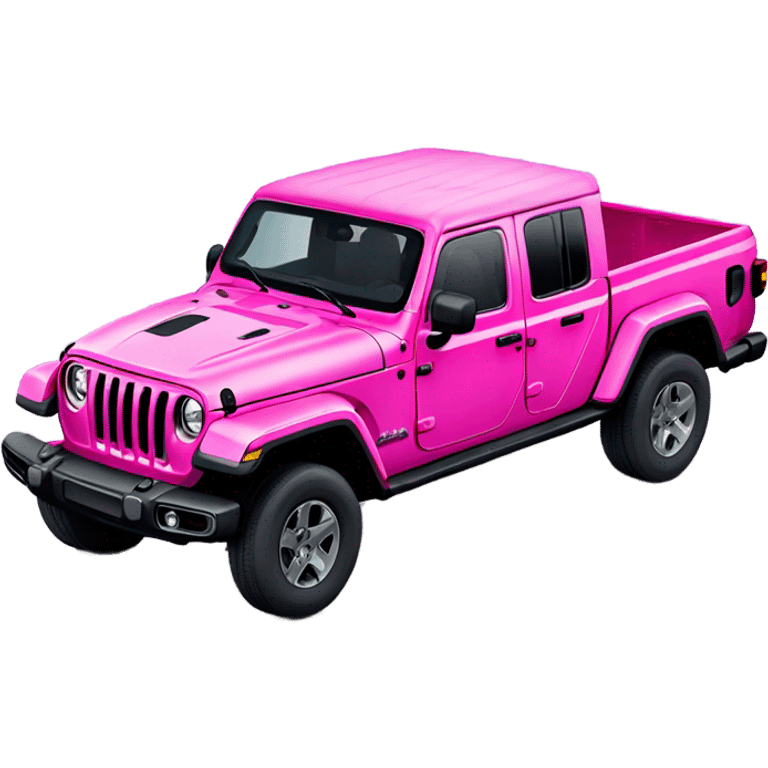 Realistic hot pink to pastel pink ombre Jeep Gladiator truck. emoji