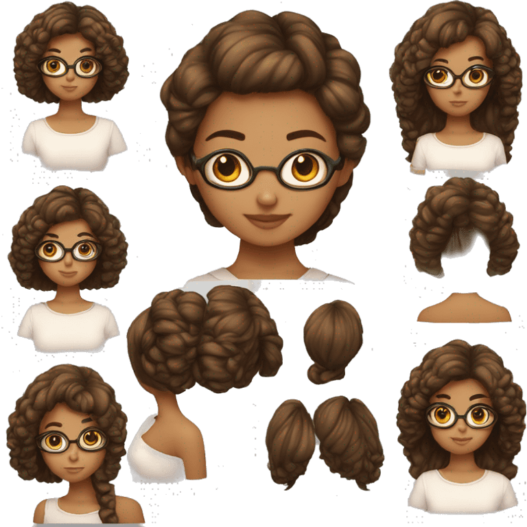 Menina de óculos com cabelo escuro e pinta ao lado direito do nariz  emoji